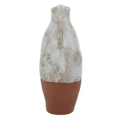 Discount White and Rust Brown Ceramic Vase, 14 in. Vases