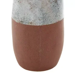 New White and Rust Brown Ceramic Vase, 23 in. Vases