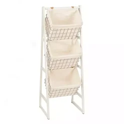 Online White and Silver Basket Tower Baskets & Boxes