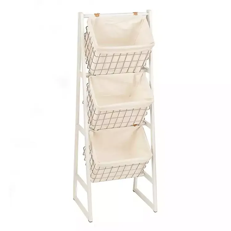 Online White and Silver Basket Tower Baskets & Boxes
