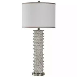 Kirklands Home Buffet Lamps|White and Silver Carved Tallulah Buffet Lamp