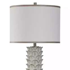Kirklands Home Buffet Lamps|White and Silver Carved Tallulah Buffet Lamp
