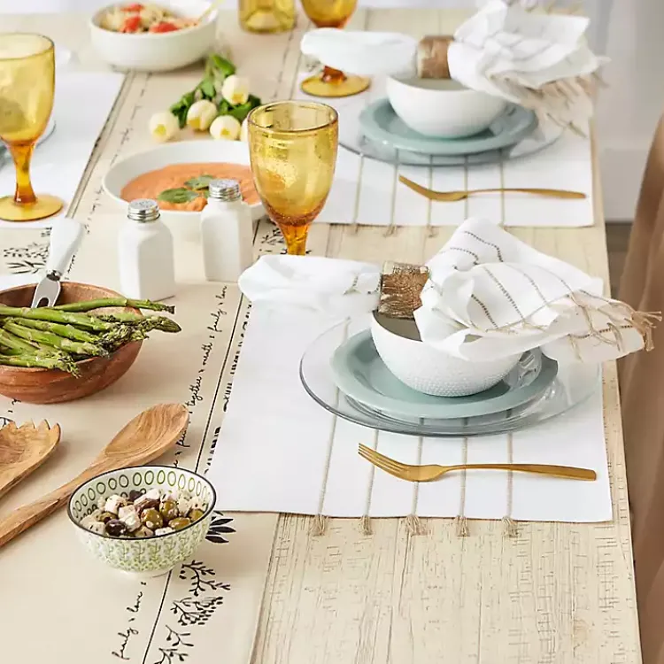 Kirklands Home Table Linens|and Stone Striped Placemats, Set of 4 White