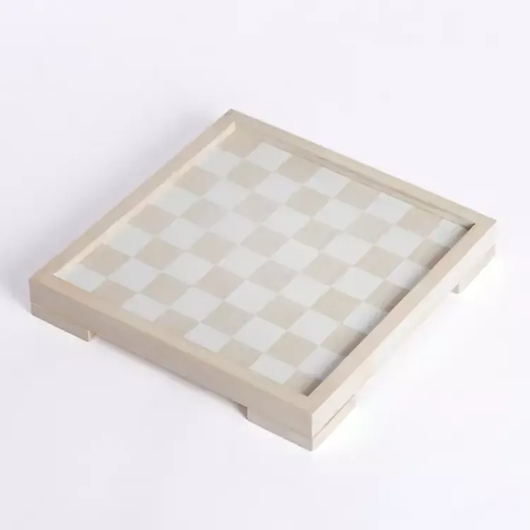 Online White and Tan Checkers Game Set Decorative Accents