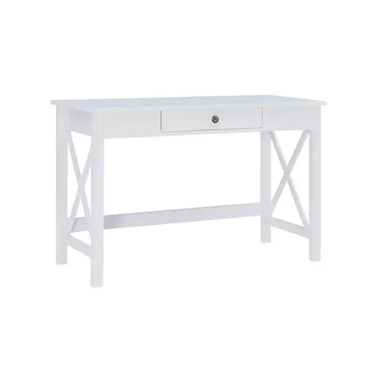 Kirklands Home Office Furniture|White Antique Pine X Frame Desk