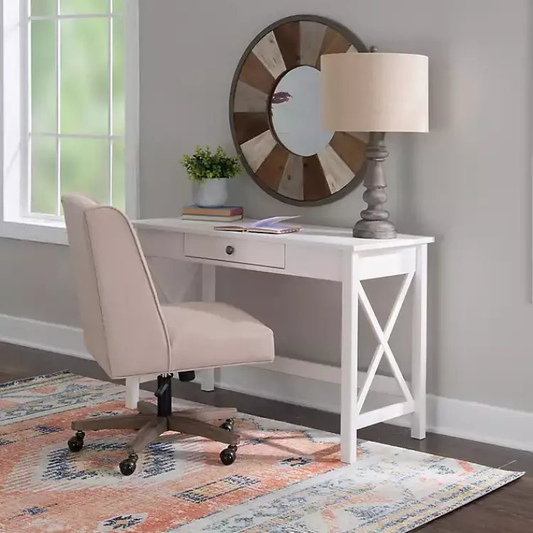 Kirklands Home Office Furniture|White Antique Pine X Frame Desk