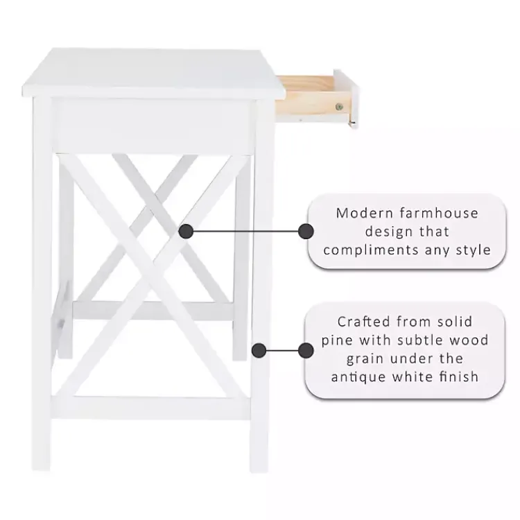 Kirklands Home Office Furniture|White Antique Pine X Frame Desk