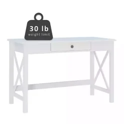 Kirklands Home Office Furniture|White Antique Pine X Frame Desk