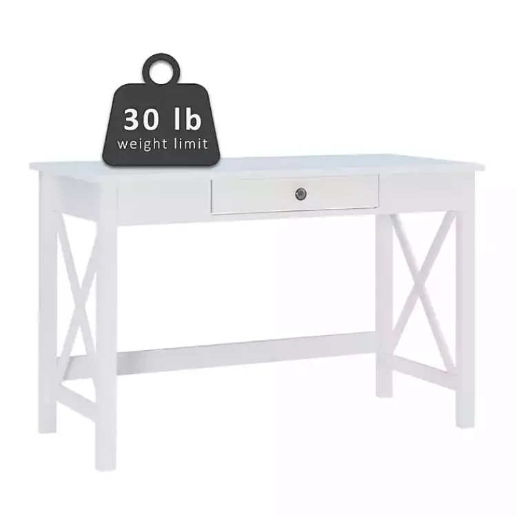 Kirklands Home Office Furniture|White Antique Pine X Frame Desk