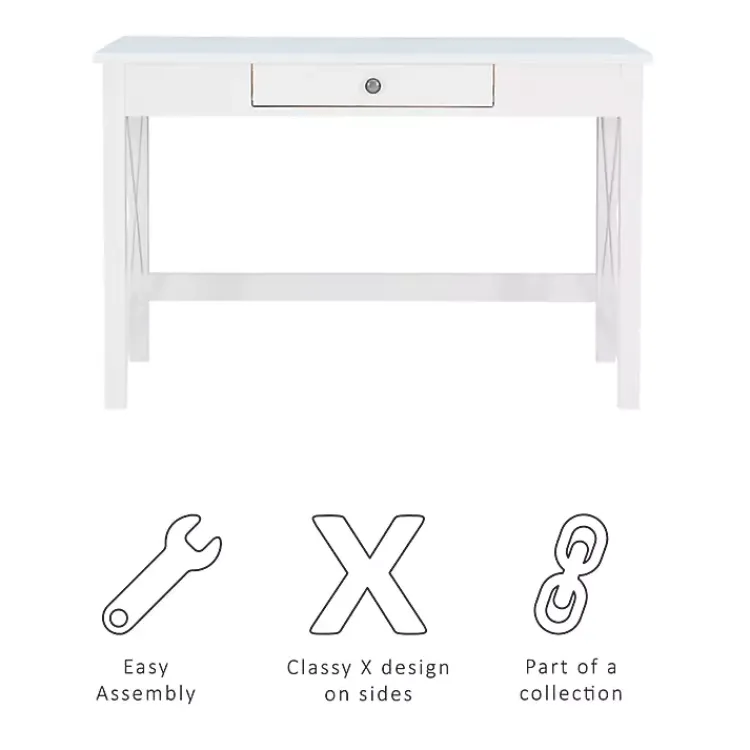 Kirklands Home Office Furniture|White Antique Pine X Frame Desk