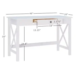 Kirklands Home Office Furniture|White Antique Pine X Frame Desk