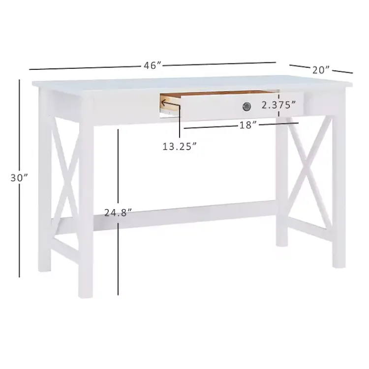 Kirklands Home Office Furniture|White Antique Pine X Frame Desk