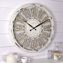 Kirklands Home Clocks|White Antique Plaques Wall Clock