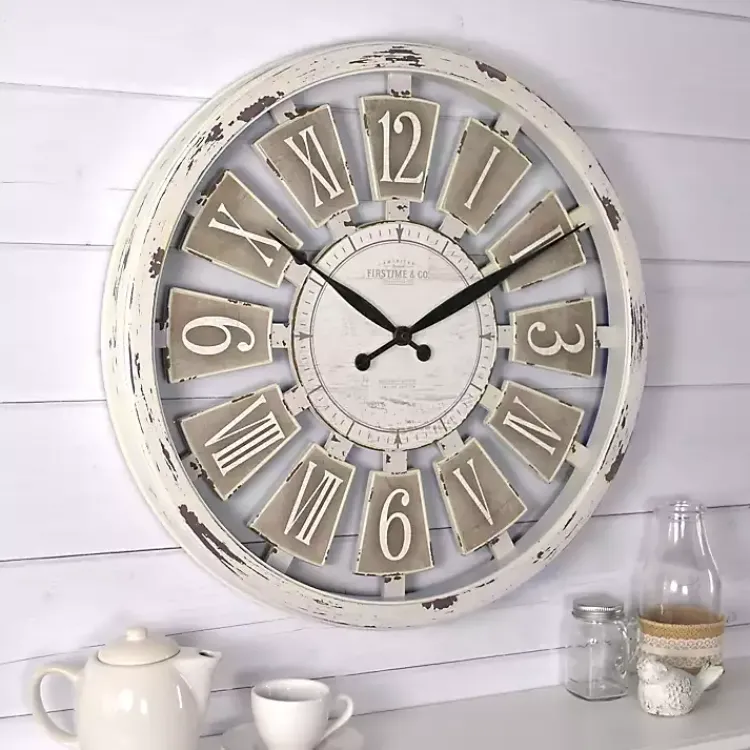 Kirklands Home Clocks|White Antique Plaques Wall Clock