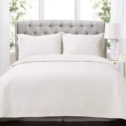Kirklands Home Quilts|Ava Diamond 3-pc. Oversized King Quilt Set White