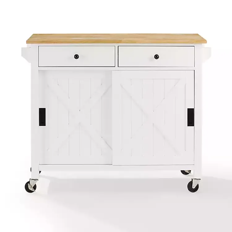 Kirklands Home Kitchen Islands & Bar Carts|Barn Door Kitchen Cart White
