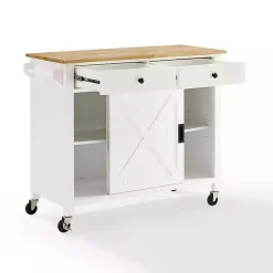 Kirklands Home Kitchen Islands & Bar Carts|Barn Door Kitchen Cart White