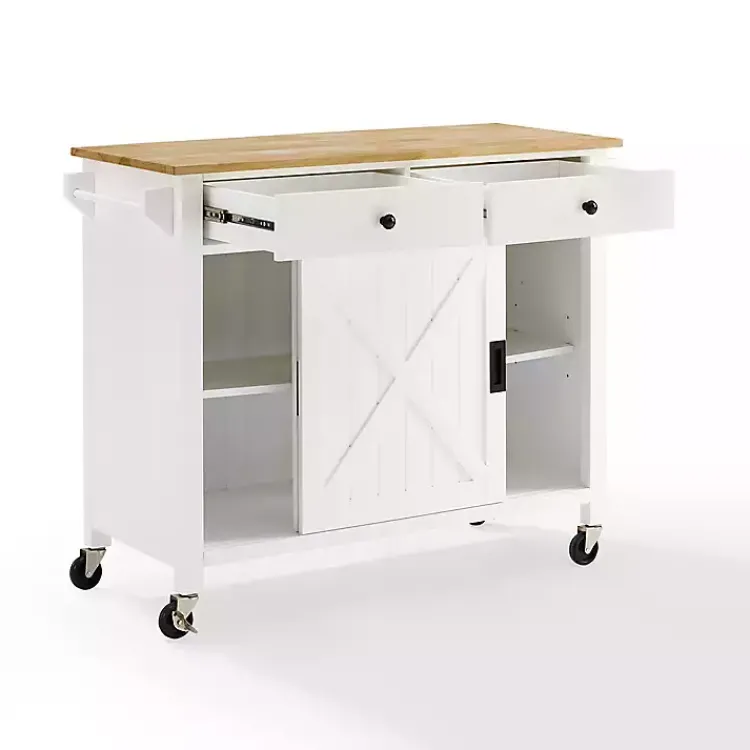 Kirklands Home Kitchen Islands & Bar Carts|Barn Door Kitchen Cart White