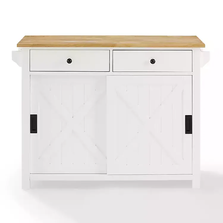 Kirklands Home Kitchen Islands & Bar Carts|Barn Door Kitchen Cart White