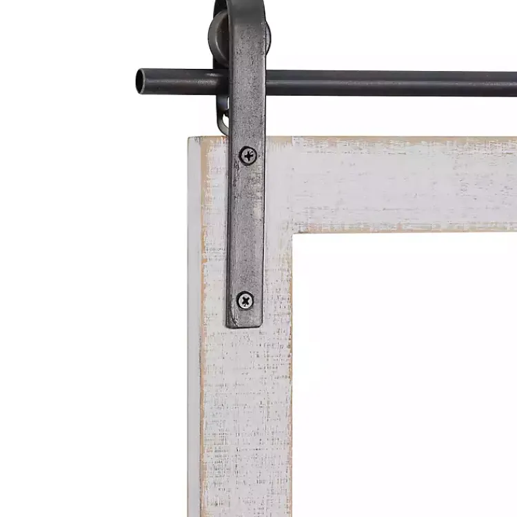 Kirklands Home Decorative Mirrors|Barn Door Mirror with Shelf White