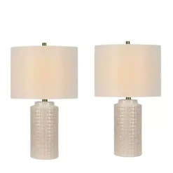 Kirklands Home Table Lamps|Basket Weave Ceramic Table Lamps, Set of 2 White