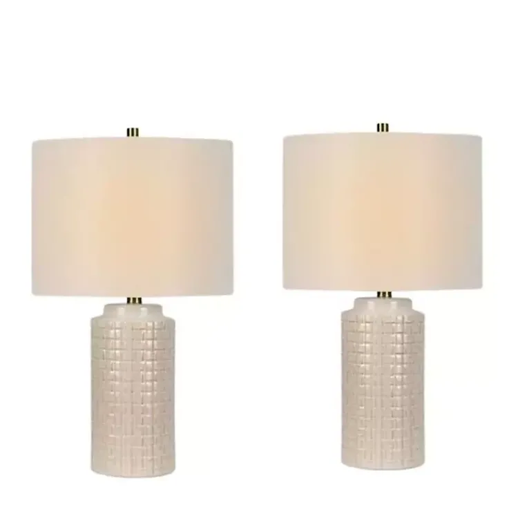 Kirklands Home Table Lamps|Basket Weave Ceramic Table Lamps, Set of 2 White