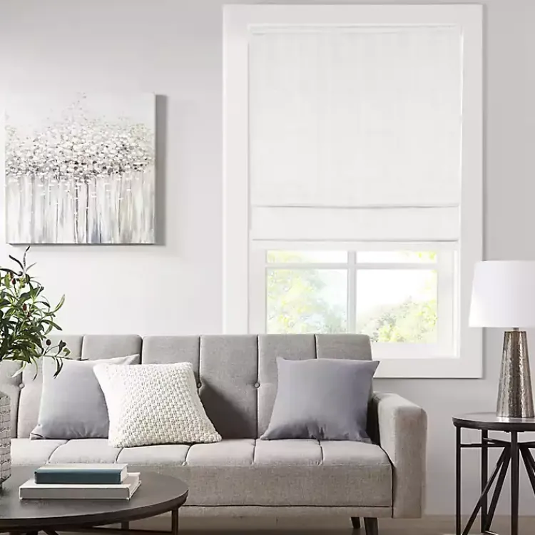 Kirklands Home Curtains & Drapes|Basketweave Cordless Roman Shade, 31 in. White