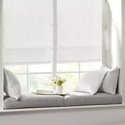 Kirklands Home Curtains & Drapes|Basketweave Cordless Roman Shade, 33 in. White