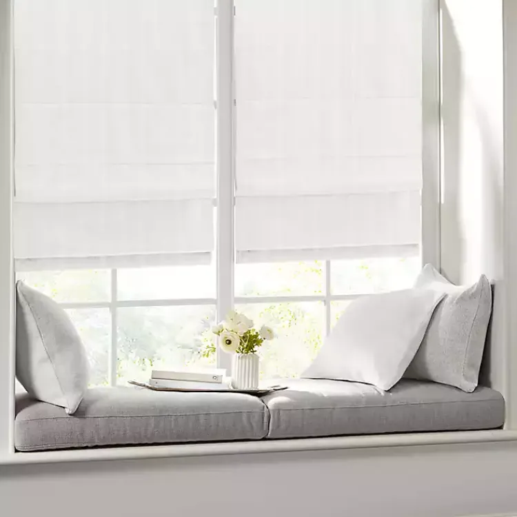 Kirklands Home Curtains & Drapes|Basketweave Cordless Roman Shade, 35 in. White