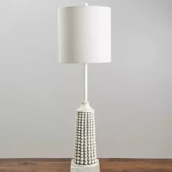 Kirklands Home Buffet Lamps|White Beaded Base Buffet Lamp Ivory