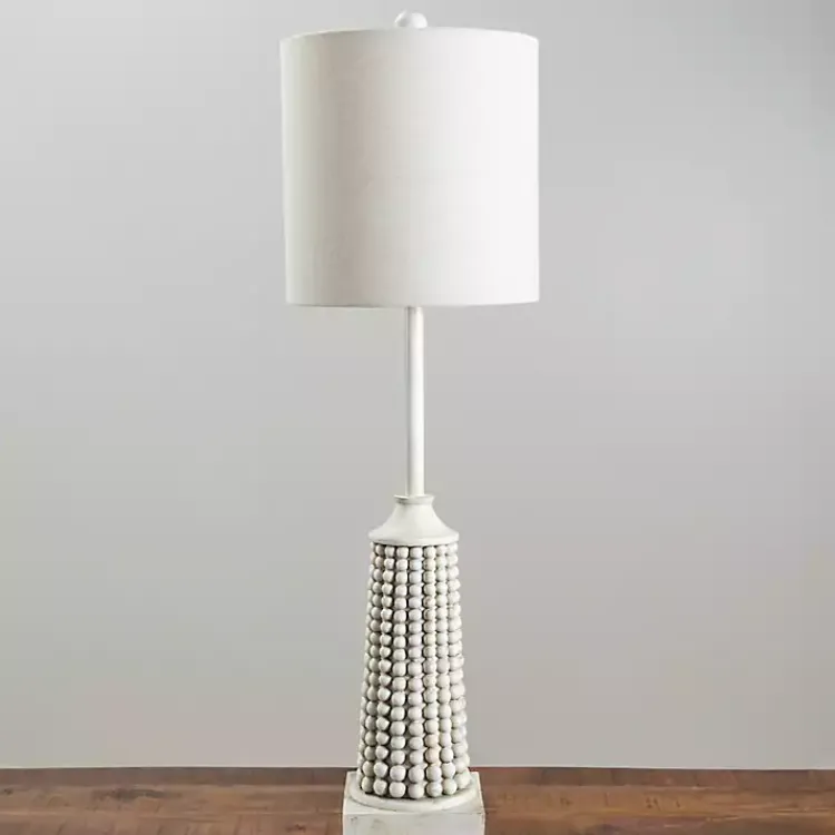 Kirklands Home Buffet Lamps|White Beaded Base Buffet Lamp Ivory
