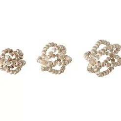 Online White Beaded Boho Wooden Orbs, Set of 3 Bowl Filler