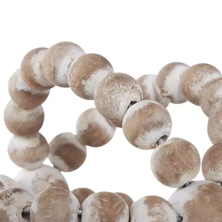 Online White Beaded Boho Wooden Orbs, Set of 3 Bowl Filler