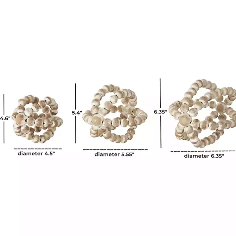 Online White Beaded Boho Wooden Orbs, Set of 3 Bowl Filler