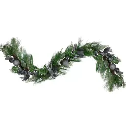 Clearance White Berries & Houndstooth Bows Christmas Garland Arrangements & Greenery