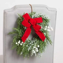 Discount White Berry and Red Bow Mini Wreath Wreaths