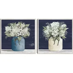Kirklands Home Framed Art|White Blossom Bouquet 2-pc. Framed Wall Art Set