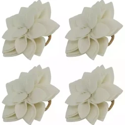 Kirklands Home Table Linens|Blossom Napkin Rings, Set of 4 White