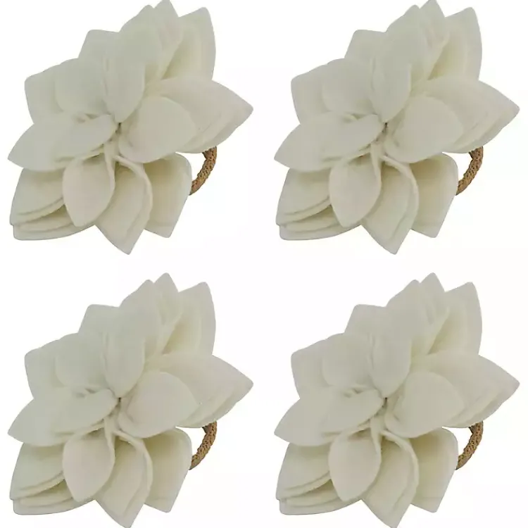 Kirklands Home Table Linens|Blossom Napkin Rings, Set of 4 White
