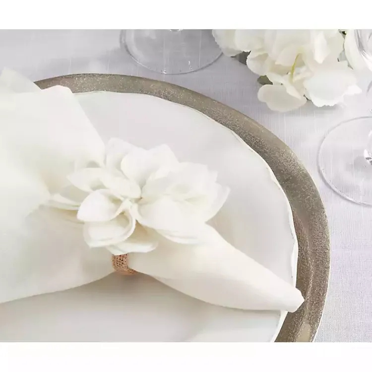 Kirklands Home Table Linens|Blossom Napkin Rings, Set of 4 White