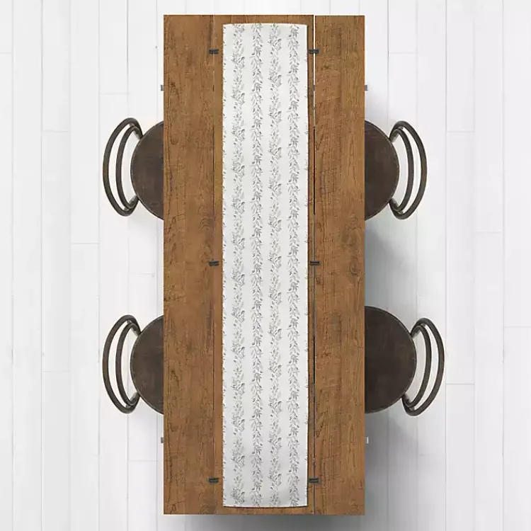 Kirklands Home Table Linens|Botanical Vines Table Runner, 90 in. White