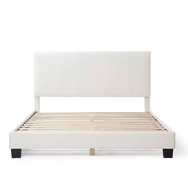 Kirklands Home Beds & Headboards|Boucle Karson Queen Platform Bed White