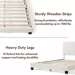 Kirklands Home Beds & Headboards|Boucle Karson Queen Platform Bed White