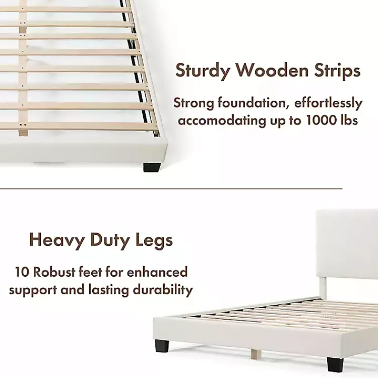 Kirklands Home Beds & Headboards|Boucle Karson Queen Platform Bed White