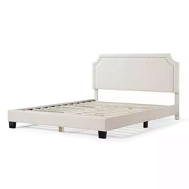 Kirklands Home Beds & Headboards|Boucle Scalloped Corey Queen Platform Bed White
