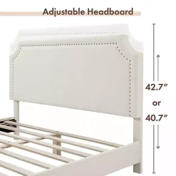 Kirklands Home Beds & Headboards|Boucle Scalloped Corey Queen Platform Bed White