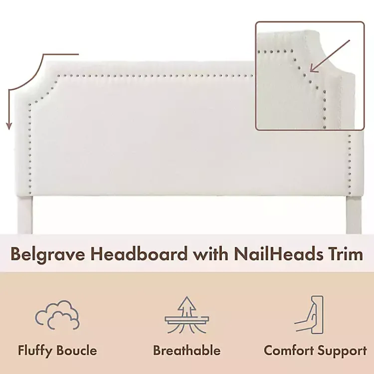 Kirklands Home Beds & Headboards|Boucle Scalloped Corey Queen Platform Bed White