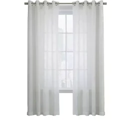 Kirklands Home Curtains & Drapes|Boucle Sheer Single Curtain Panel, 63 in. White