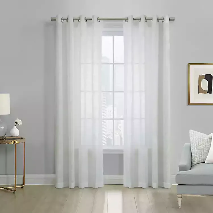 Kirklands Home Curtains & Drapes|Boucle Sheer Single Curtain Panel, 63 in. White