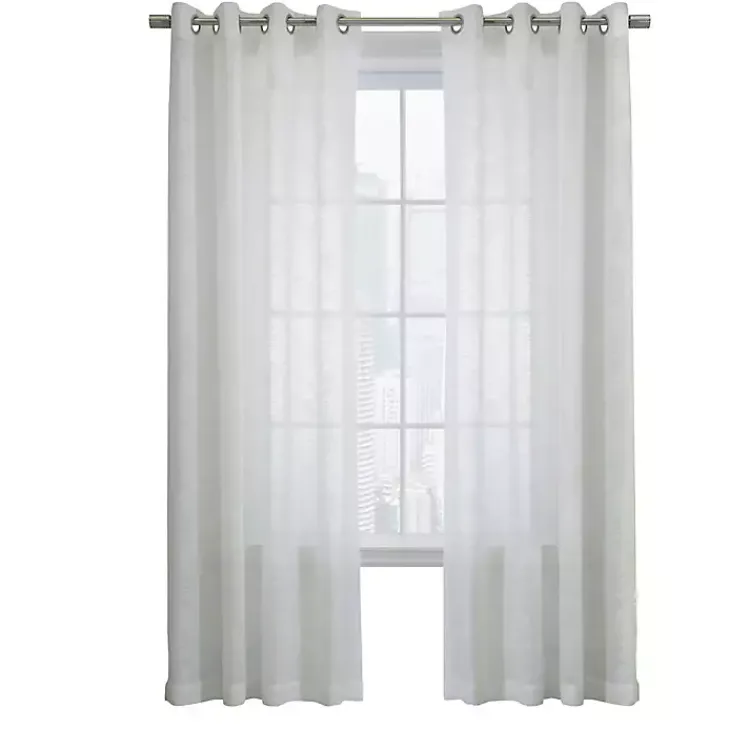 Kirklands Home Curtains & Drapes|Boucle Sheer Single Curtain Panel, 84 in. White